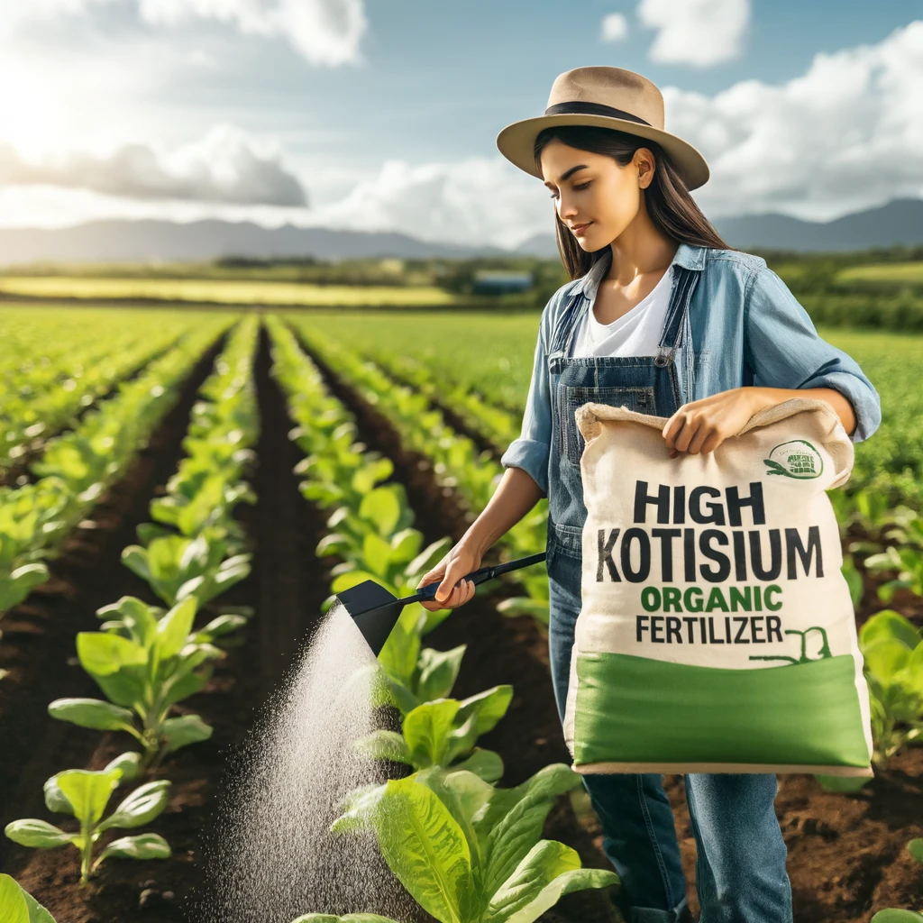 using high potassium organic fertilizer on a farm